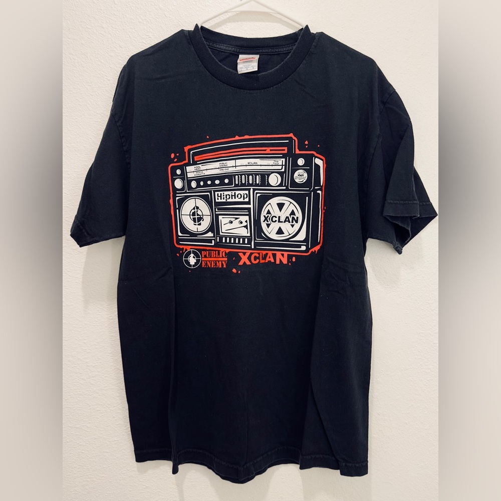 Original Public Enemy and X-Clan Tour Shirt with Dates & Boombox Design